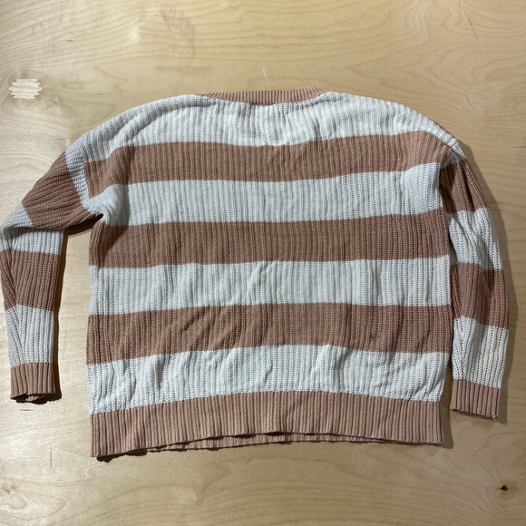 Torrid Tan and White Striped Crewneck Sweater Size 00 (PF) - Picture 11 of 11